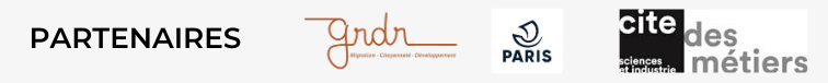 Partenaires 2019 de la Maison de la cosm'éthique: GRDR, Paris, Cités des métiers